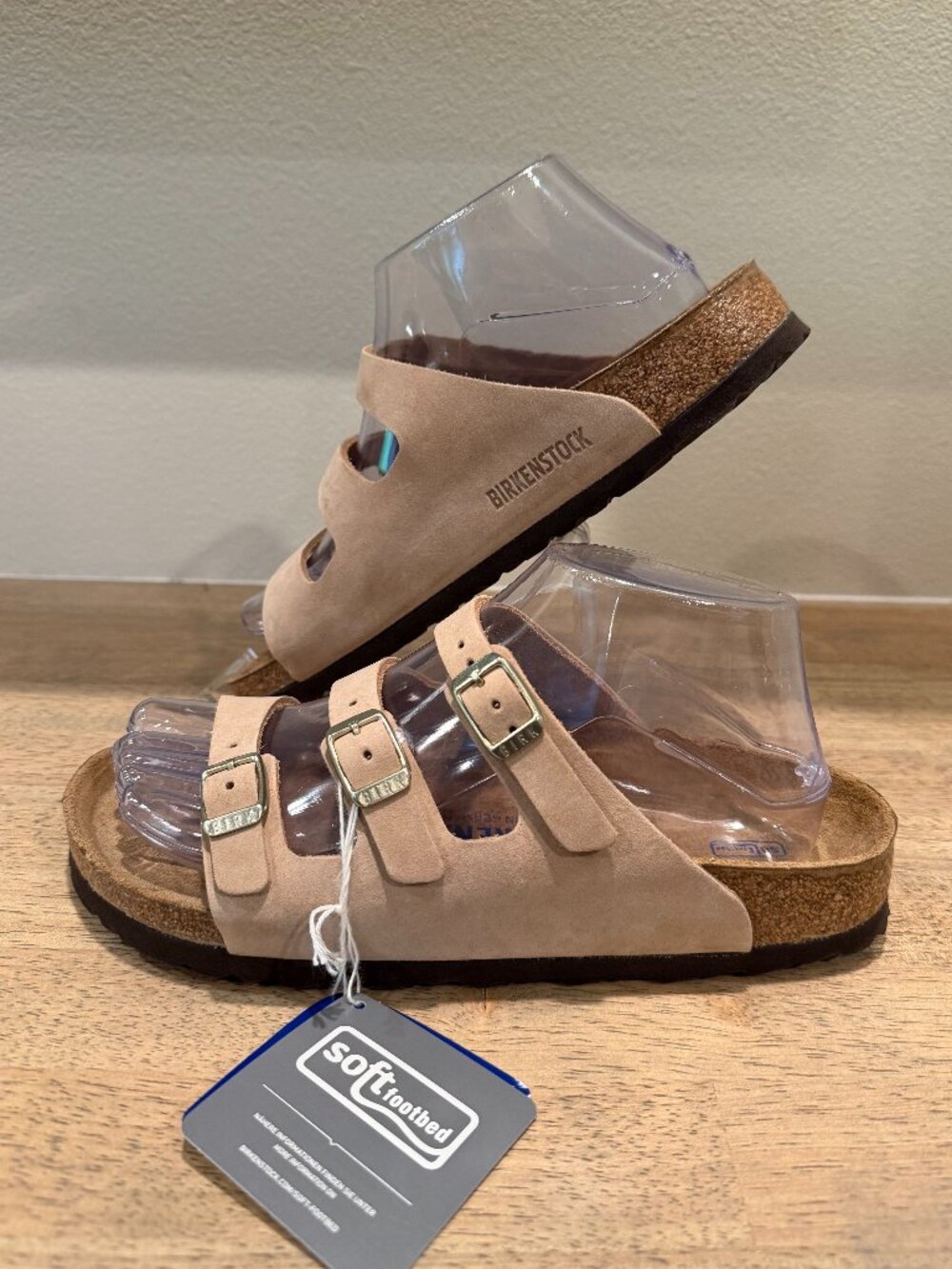Birkenstock Florida Soft Footbed Sandals NWT Tan Leather 38